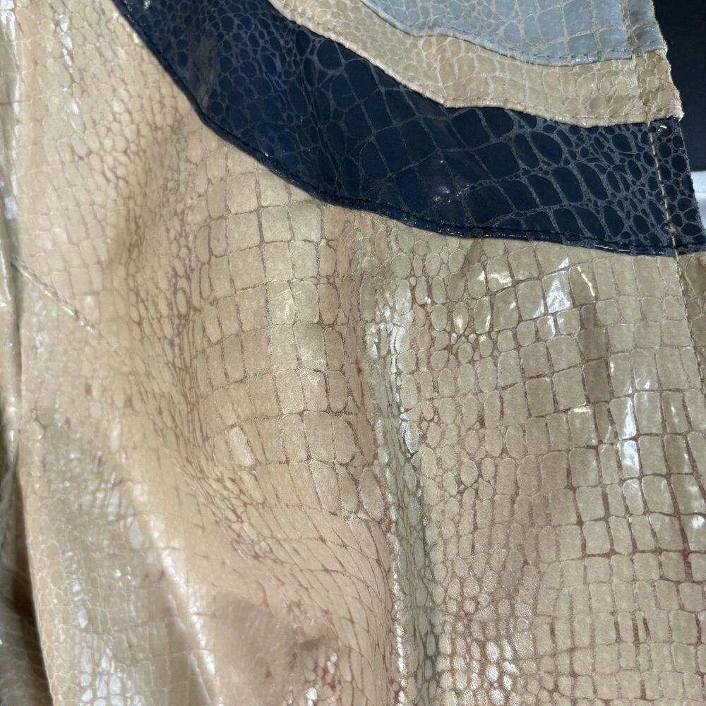 Bradley Bayou Women's Leather Jacket Beige Snake Print Front/Pocket Zip XL - Picture 10 of 16